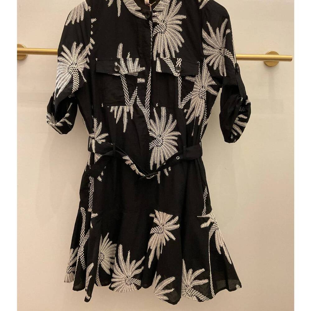 NEW CIEBON women's embroidered mini shirt dress in black
